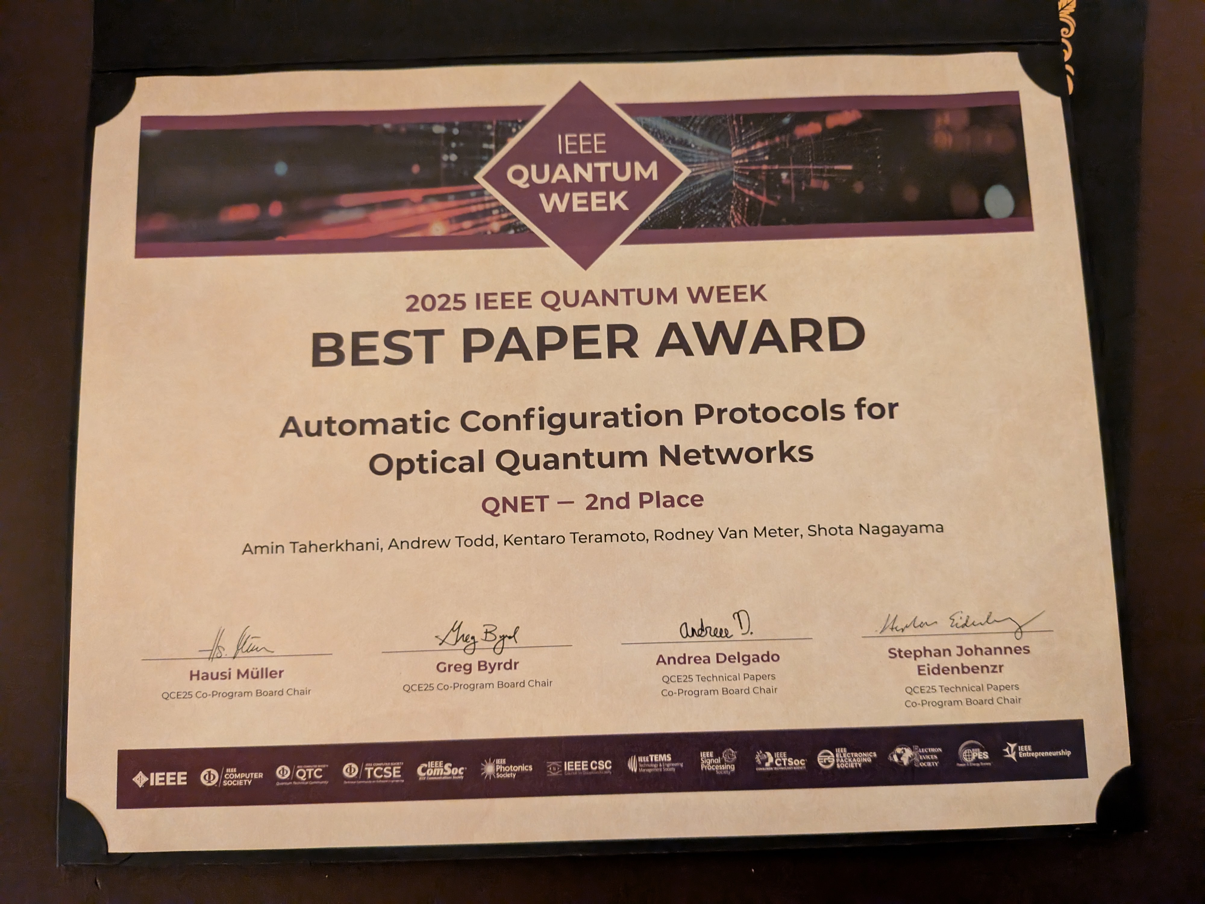 IEEE Quantum Week (QCE) 2025 において永山・Van Meterらが Best Paper Award を受賞しました。 image